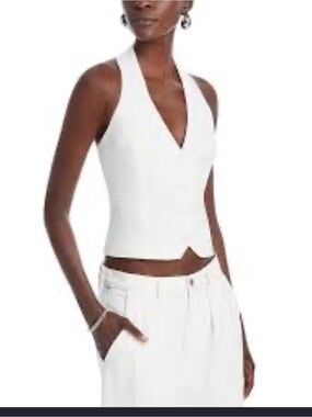 Aqua White V-Neck Halter Crop Camisole